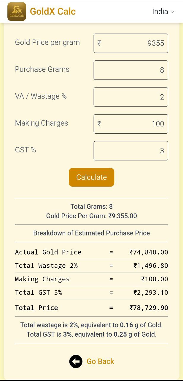 GoldX Calc screenshot 3