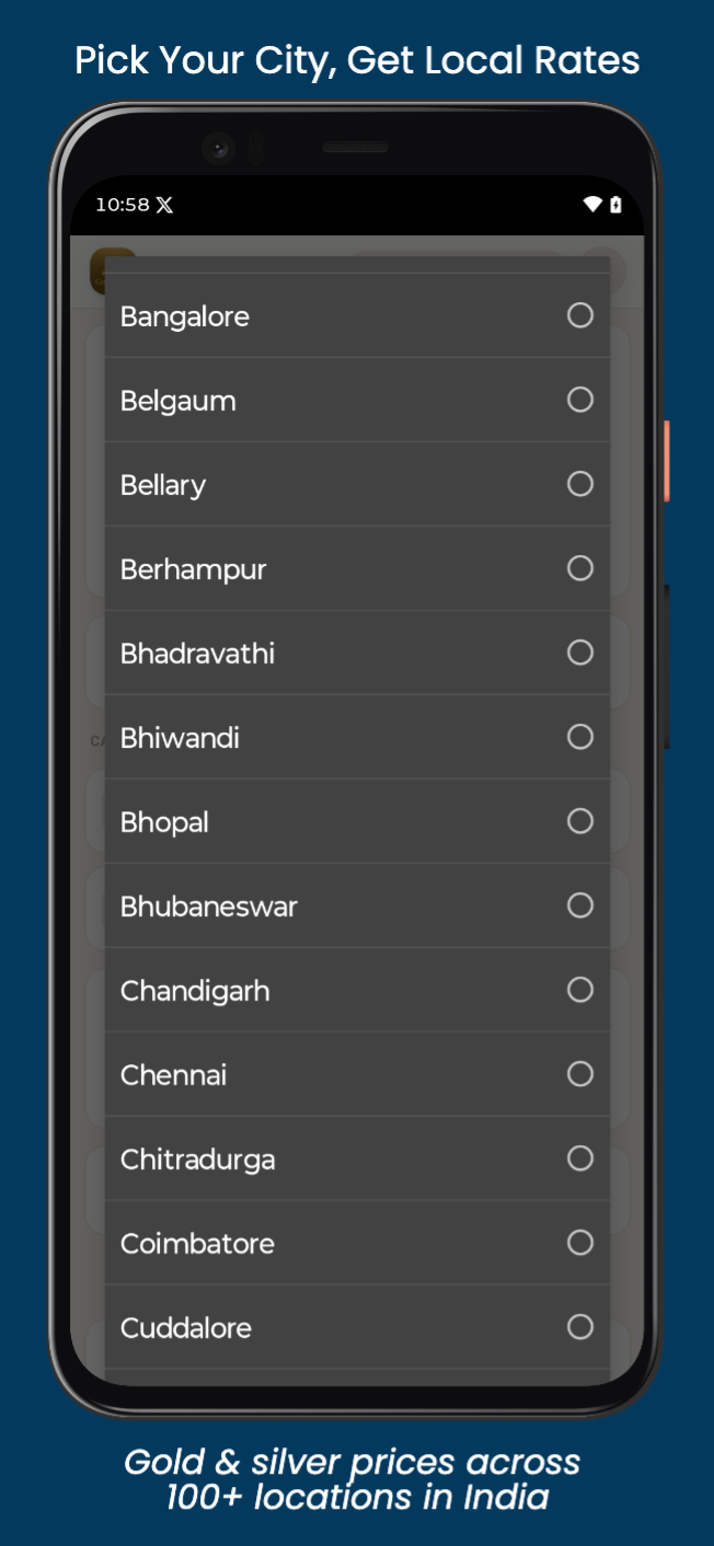 GoldX Calc — pick your city for local rates
